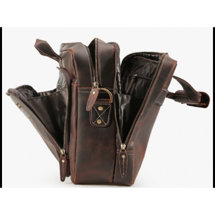 Мужская кожаная сумка для ноутбука 17&quot; Buffalo Bags коричневая 7367R – Фото 6