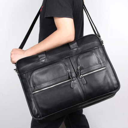 Кожаный портфель мужской Buffalo Bags черный 7387A – Фото 7