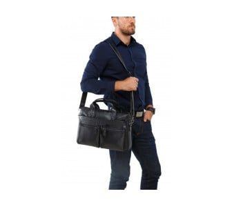 Мужская кожаная сумка Buffalo Bags черная M7122A – Фото 5