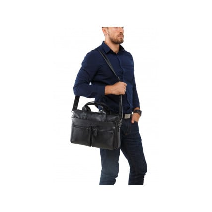 Мужская кожаная сумка Buffalo Bags черная M7122A – Фото 5
