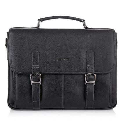 Мужской кожаный портфель Giorgio Ferretti (Италия) черный GF009black – Фото 2