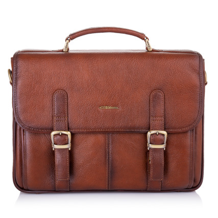 Мужской кожаный портфель Giorgio Ferretti (Италия) светло-коричневый GF009brown – Фото 2