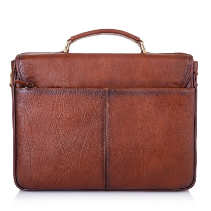 Мужской кожаный портфель Giorgio Ferretti (Италия) светло-коричневый GF009brown – Фото 3