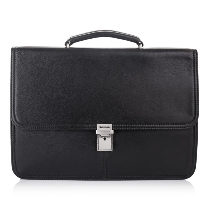 Мужской кожаный портфель Giorgio Ferretti (Италия) черный GF0113black – Фото 2