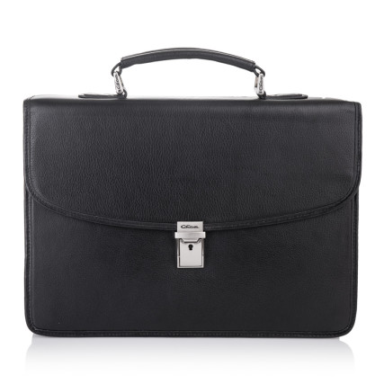 Мужской кожаный портфель Giorgio Ferretti (Италия) черный GF032black – Фото 2
