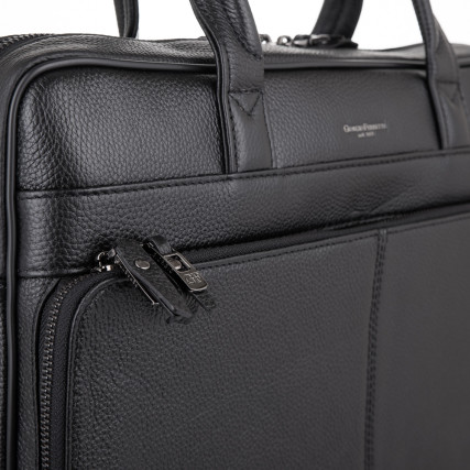 Мужской черный кожаный портфель Giorgio Ferretti (Италия) GF201850048Ablack – Фото 4