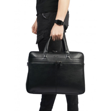 Мужской черный кожаный портфель Giorgio Ferretti (Италия) GF201850048Ablack – Фото 6