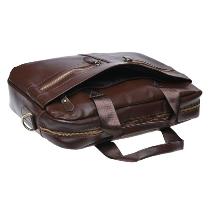 Мужская кожаная сумка Borsa Leather коричневая K11120-brown – Фото 3
