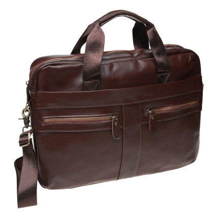 Мужская кожаная сумка Borsa Leather коричневая K11120-brown – Фото 5