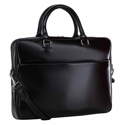 Мужской кожаный портфель Borsa Leather черный K16971v-black – Фото 1
