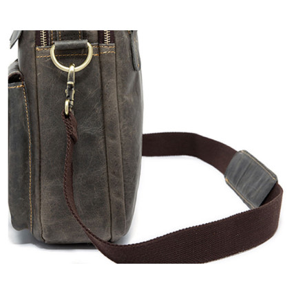 Мужская кожаная сумка Buffalo Bags серая M8001J – Фото 5
