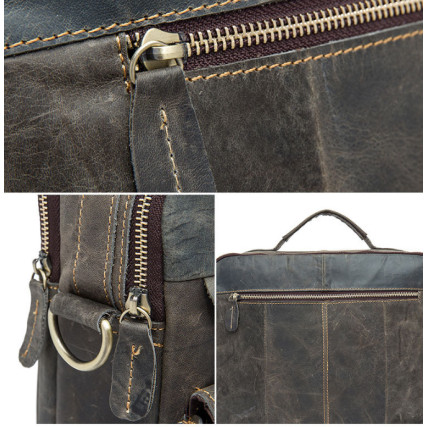 Мужская кожаная сумка Buffalo Bags серая M8001J – Фото 6