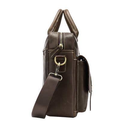 Мужская кожаная сумка Buffalo Bags коричневая M8503R – Фото 3