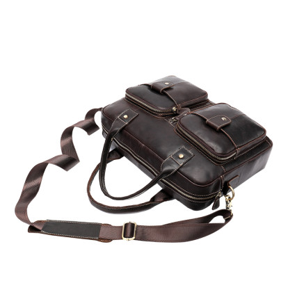 Мужской кожаный портфель коричневый Buffalo Bags M8539C – Фото 6