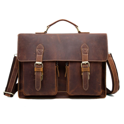 Мужская кожаная сумка портфель Buffalo Bags коричневая M9033 – Фото 1