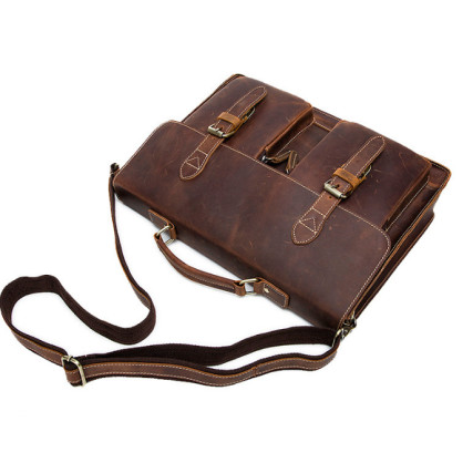 Мужская кожаная сумка портфель Buffalo Bags коричневая M9033 – Фото 4