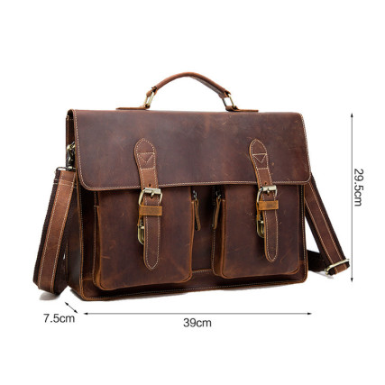 Мужская кожаная сумка портфель Buffalo Bags коричневая M9033 – Фото 6