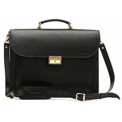 Кожаный мужской черный портфель RVM-1Black – Фото 1