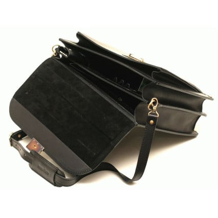 Кожаный мужской черный портфель RVM-1Black – Фото 4