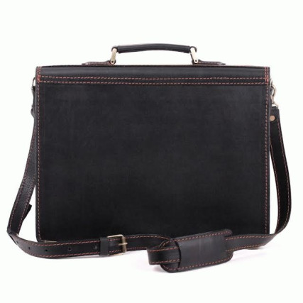 Кожаный мужской черный портфель RVM-1Black2 – Фото 2