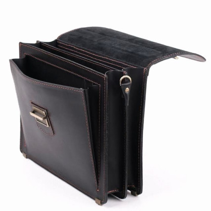 Кожаный мужской черный портфель RVM-1Black2 – Фото 3