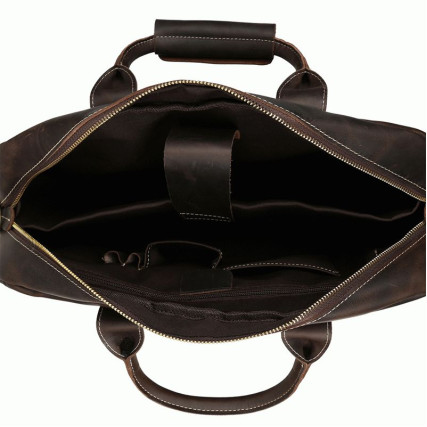 Кожаный винтажный мужской портфель Tiding коричневый t1019 – Фото 3