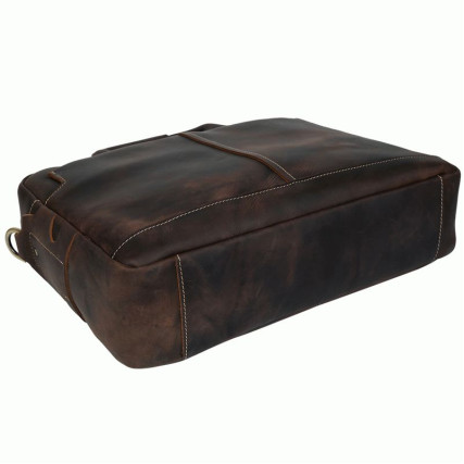 Кожаный винтажный мужской портфель Tiding коричневый t1019 – Фото 5