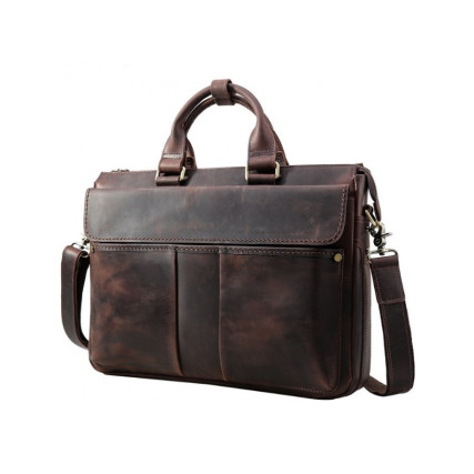 Мужской кожаный портфель Tiding Bag t1096 коричневый – Фото 3