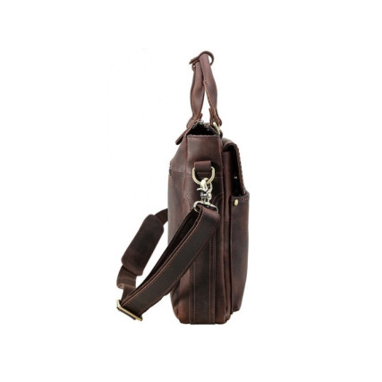 Мужской кожаный портфель Tiding Bag t1096 коричневый – Фото 4