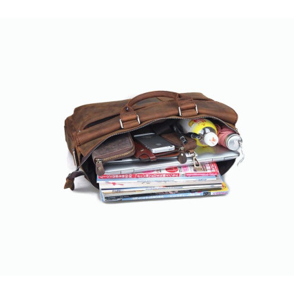 Мужской кожаный портфель Tiding Bag t1096 коричневый – Фото 7