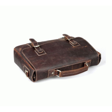 Кожаный мужской портфель Tiding коричневый t80692 – Фото 5