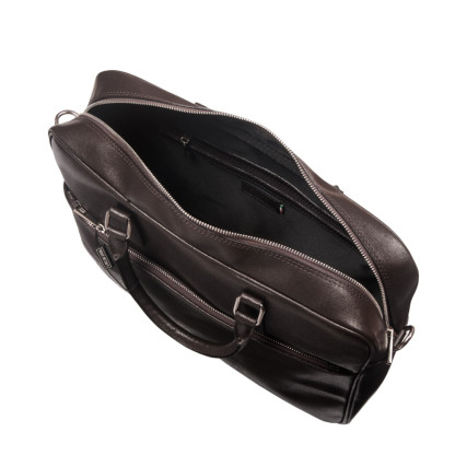 Мужской кожаный портфель Virginia Conti (Италия) коричневый VCM01381brown – Фото 5