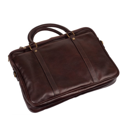 Мужской кожаный портфель Virginia Conti (Италия) коричневый VCM0502brown – Фото 4