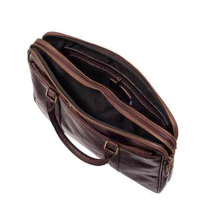 Мужской кожаный портфель Virginia Conti (Италия) коричневый VCM0502brown – Фото 5