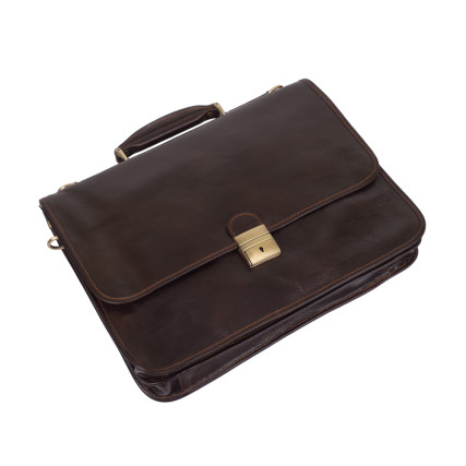 Мужской кожаный портфель сумка Virginia Conti (Италия) коричневый VCmJN02brown – Фото 4