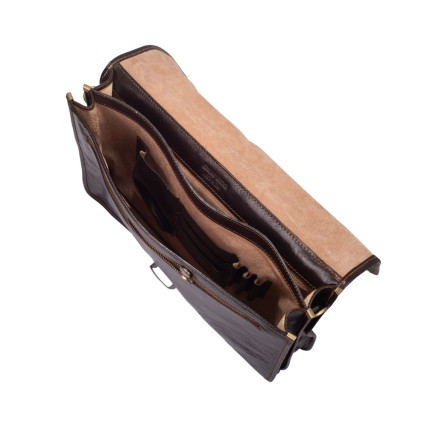 Мужской кожаный портфель сумка Virginia Conti (Италия) коричневый VCmJN02brown – Фото 5