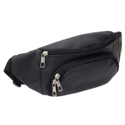 Поясная кожаная сумка Borsa Leather черная 10t1027m-black – Фото 1