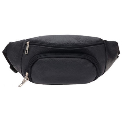 Поясная кожаная сумка Borsa Leather черная 10t1027m-black – Фото 2