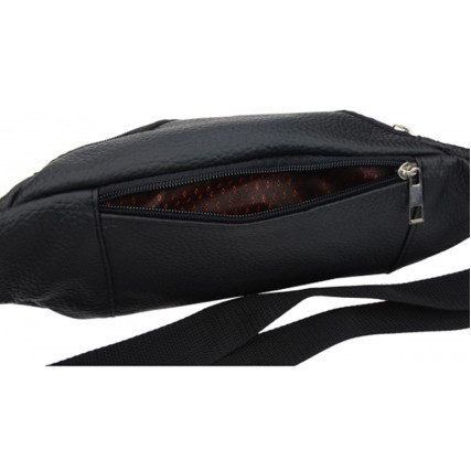 Поясная кожаная сумка Borsa Leather черная 10t1027m-black – Фото 5