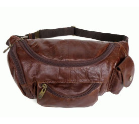 Мужская кожаная сумка на пояс 2068 Buffalo Bags коричневая
