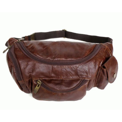 Мужская кожаная сумка на пояс 2068 Buffalo Bags коричневая – Фото 1