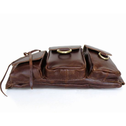 Сумка на пояс кожаная 3014C Buffalo Bags коричневая – Фото 4