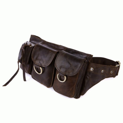 Кожаная поясная сумка 3014R-3 Buffalo Bags коричневая – Фото 2