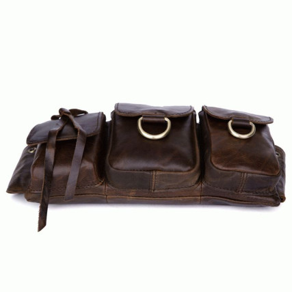 Кожаная поясная сумка 3014R-3 Buffalo Bags коричневая – Фото 4