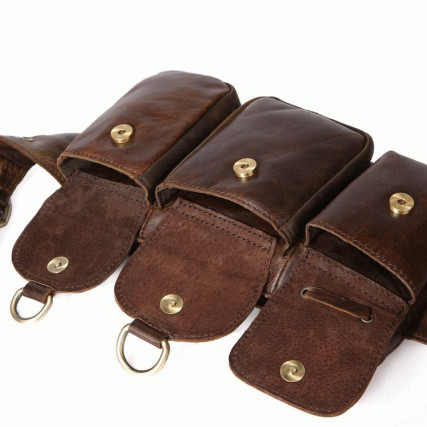 Кожаная поясная сумка 3014R-3 Buffalo Bags коричневая – Фото 5