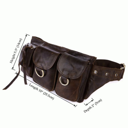 Кожаная поясная сумка 3014R-3 Buffalo Bags коричневая – Фото 6