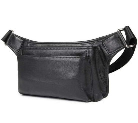 Кожаная сумка на пояс Buffalo Bags черная 3016A