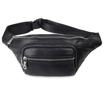 Кожаная сумка на пояс Buffalo Bags черная 3020A