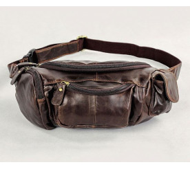 Сумка на пояс кожаная 7144C Buffalo Bags коричневая