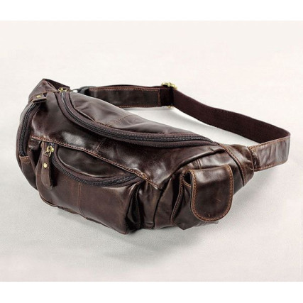 Сумка на пояс кожаная 7144C Buffalo Bags коричневая – Фото 2